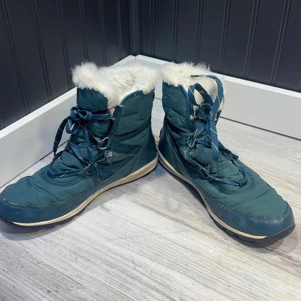 Sorel Womens Boots Size 8 Whitney‎ Green Fur Waterproof Winter NL2776-375